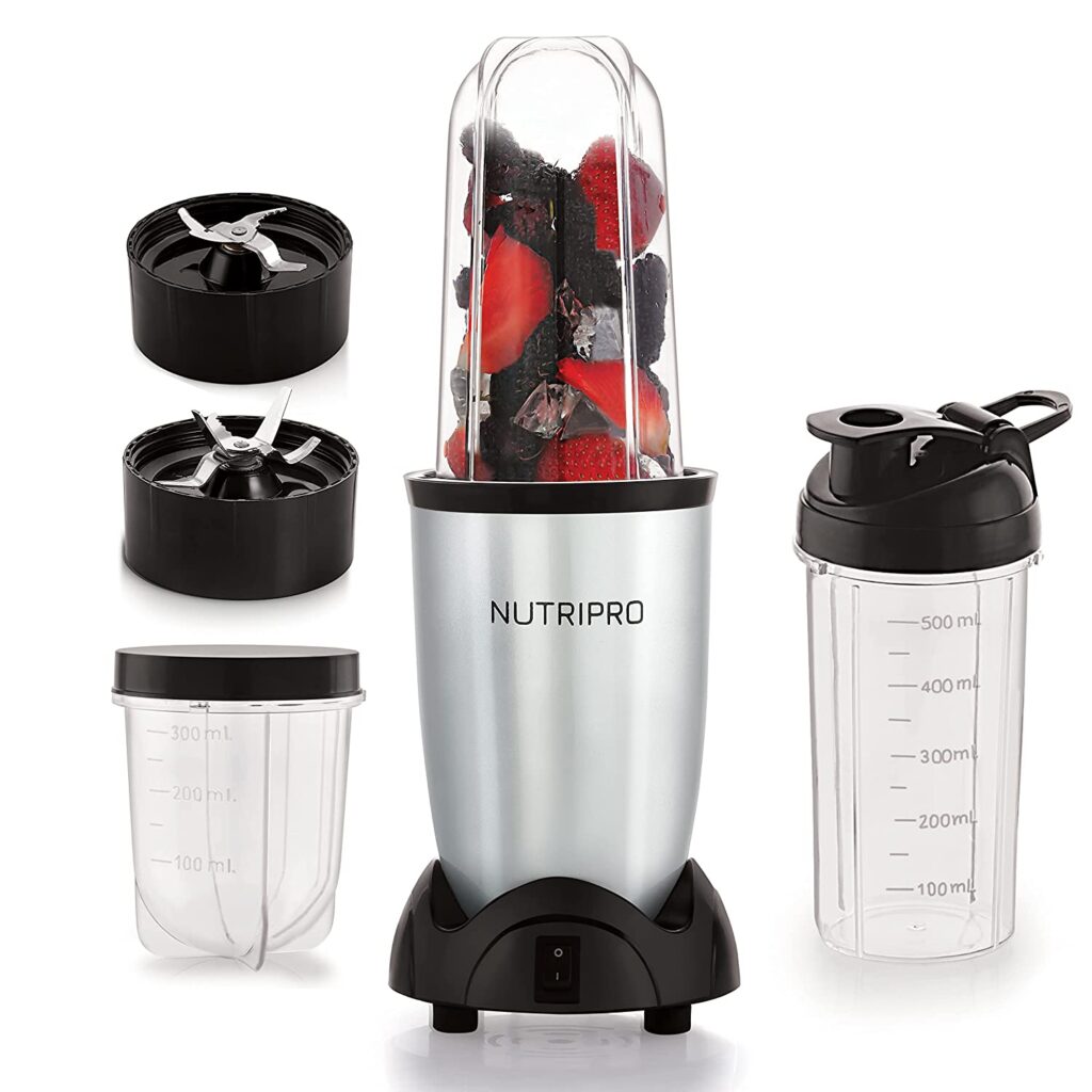 NutriPro Juicer Mixer Grinder - Smoothie Maker - 500 Watts (3 Jar, Silver)
